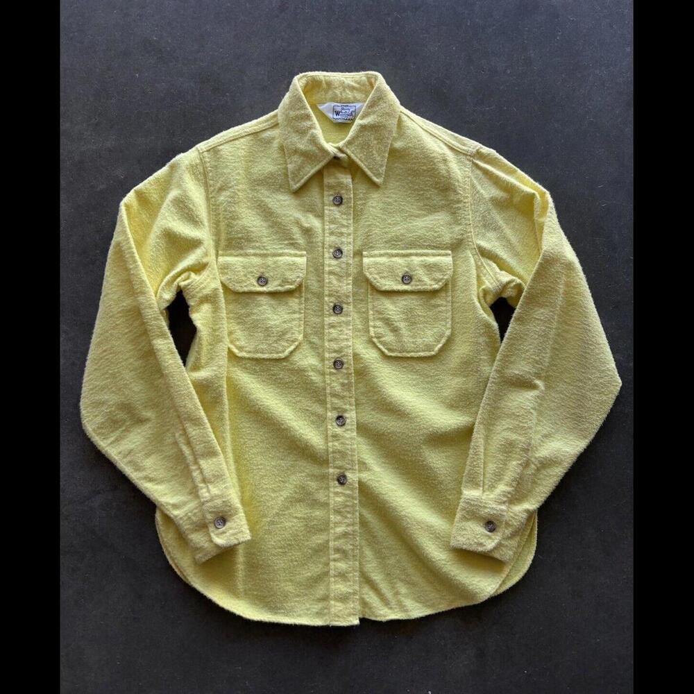 Vintage Woolrich Yellow Baby Flannel Button Up Shirt Women’s 9/10 70s 80s